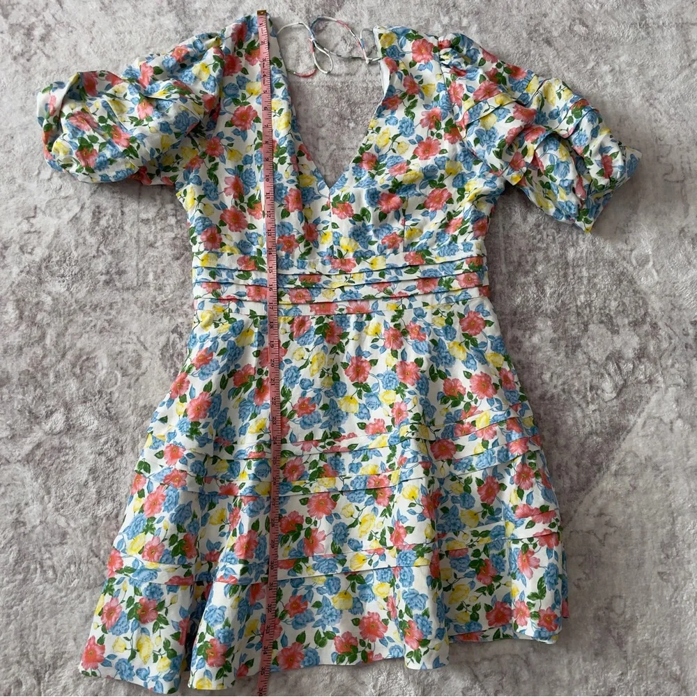 Amur Avian‎ Floral Puff Sleeve Mini Dress Size 12 New